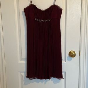 BCBG Maxazria 100% Silk Mini Dress - 6 - Burgundy